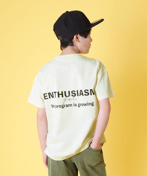 GLAZOS（グラソス）の「天竺・ドロップショルダーロゴプリント半袖Ｔシャツ（Tシャツ/カットソー・キッズ・オフホワイト/ブラック/ベージュ/サックスブルー・140cm/160cm/170cm/150cm/130cm）」の2枚目の写真