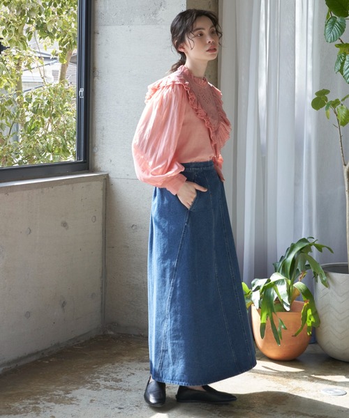 Libra Cue（リブラ キュー）の「”ビンテージライクレースブラウス”　　　　　　　　　インド綿100%、レースやフリルを贅沢に使いながらも甘さを抑えた大人のレースブラウス（シャツ/ブラウス・レディース・ホワイト/ブラック/ピンク・FREE）」の22枚目の写真