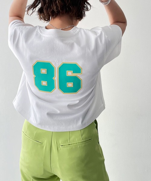 PAGEBOY（ページボーイ）の「ナンバーカレッジショートTシャツ（Tシャツ/カットソー・レディース・ブラック/オフホワイト/オートミール・FREE）」の5枚目の写真