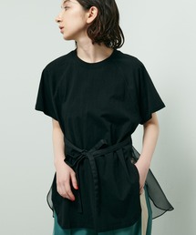 Lui's | オーガンジードッキングショートスリーブトップス(Tシャツ/カットソー)