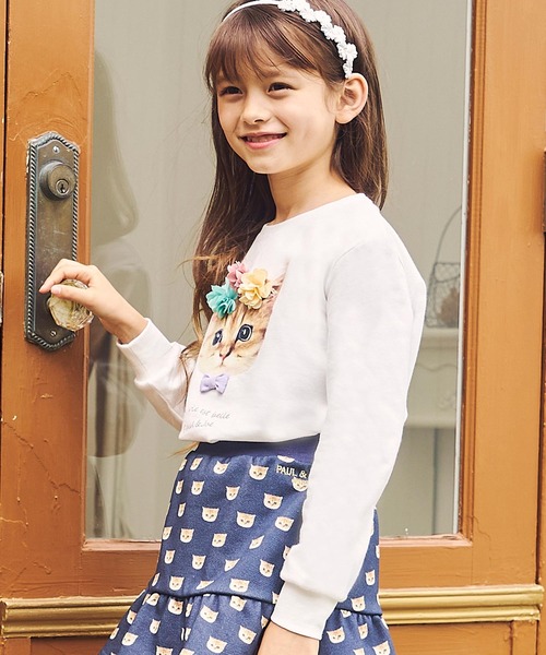 PAUL&JOE（ポールアンドジョー）の「PAUL & JOE(ポール & ジョー)フラワーキャット長袖Tシャツ（Tシャツ/カットソー・キッズ・ラベンダー/ネイビー/ホワイト・110/120/150/130/140）」の4枚目の写真