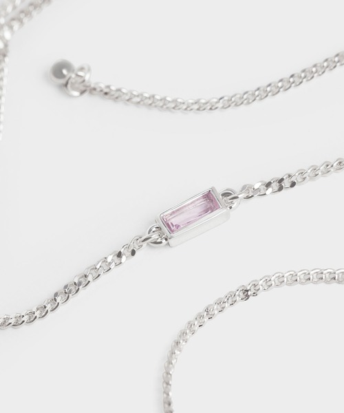 CHARLES & KEITH（チャールズ & キース）の「クリスタルエンベリッシュド マチネネックレス / Crystal-Embellished Matinee Necklace（ネックレス・レディース・ゴールド系その他/ライトブルー/ライラック・FREE）」の8枚目の写真