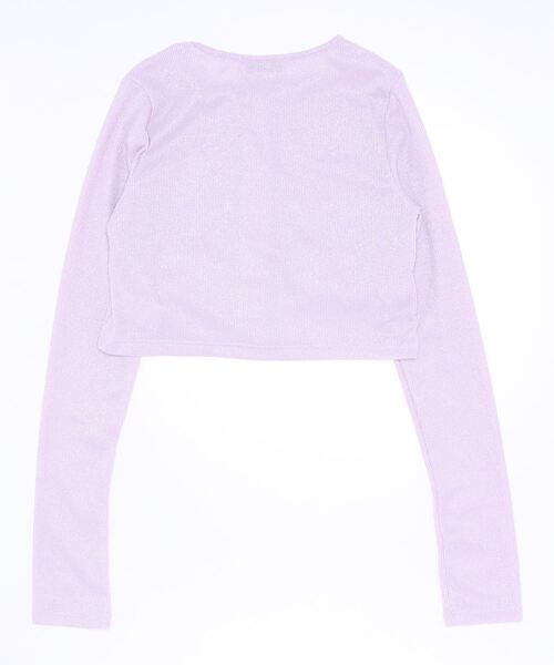 Ank Rouge（アンクルージュ）の「エンジェル刺繍ラメテレコカーデ（カーディガン/ボレロ・レディース・オフホワイト/パープル/ブラック・M）」の4枚目の写真