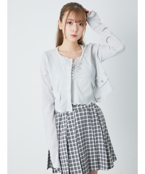 Ank Rouge（アンクルージュ）の「エンジェル刺繍ラメテレコカーデ（カーディガン/ボレロ・レディース・オフホワイト/パープル/ブラック・M）」の16枚目の写真