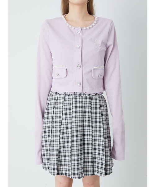 Ank Rouge（アンクルージュ）の「エンジェル刺繍ラメテレコカーデ（カーディガン/ボレロ・レディース・オフホワイト/パープル/ブラック・M）」の13枚目の写真