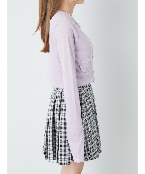 Ank Rouge（アンクルージュ）の「エンジェル刺繍ラメテレコカーデ（カーディガン/ボレロ・レディース・オフホワイト/パープル/ブラック・M）」の10枚目の写真