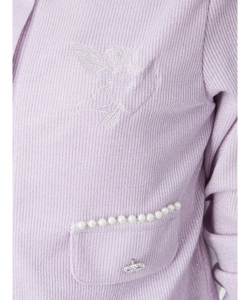 Ank Rouge（アンクルージュ）の「エンジェル刺繍ラメテレコカーデ（カーディガン/ボレロ・レディース・オフホワイト/パープル/ブラック・M）」の8枚目の写真
