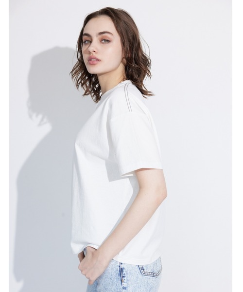 ALEXIA STAM(アリシアスタン)の「Contrast Embroidery Logo Tee/コントラストエンブロイダリーロゴT(Tシャツ/カットソー・レディース・ブラウン・FREE)」の7枚目の写真