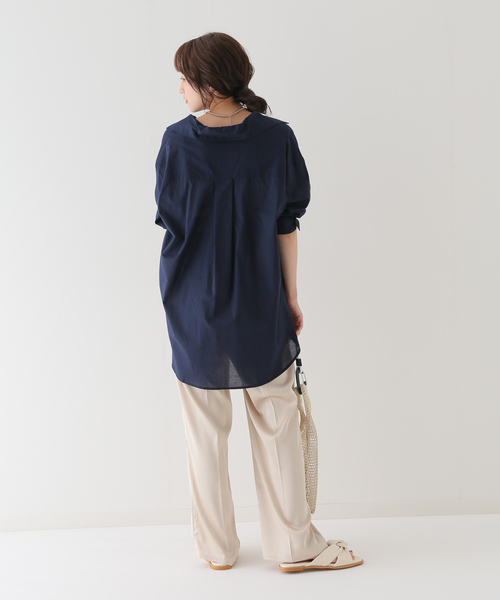 B.C STOCK(ベーセーストック)の「レースアップブラウス(シャツ/ブラウス・レディース・ブラウン/ホワイト/ネイビー・FREE)」の9枚目の写真