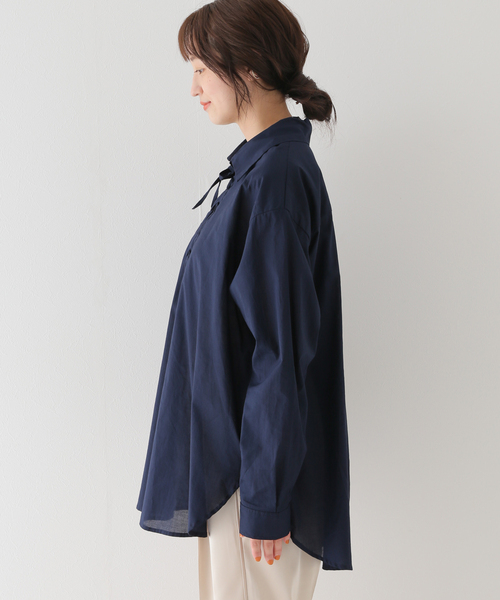 B.C STOCK(ベーセーストック)の「レースアップブラウス(シャツ/ブラウス・レディース・ブラウン/ホワイト/ネイビー・FREE)」の11枚目の写真