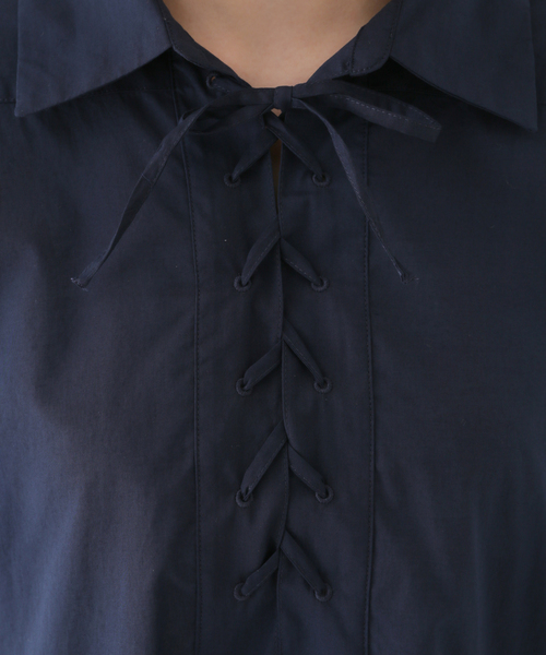 B.C STOCK(ベーセーストック)の「レースアップブラウス(シャツ/ブラウス・レディース・ブラウン/ホワイト/ネイビー・FREE)」の17枚目の写真