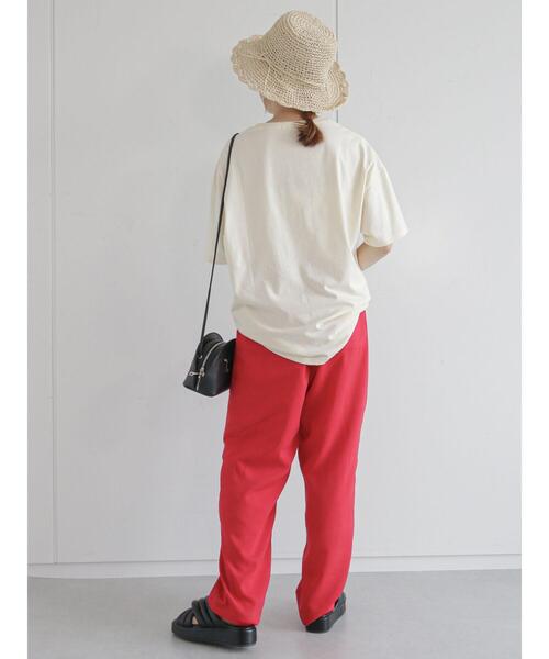ehka sopo（エヘカソポ）の「カレッジロゴ刺繍Tシャツ（ニット/セーター・レディース・パープル/オフホワイト/キナリ・ﾌﾘ-）」の16枚目の写真