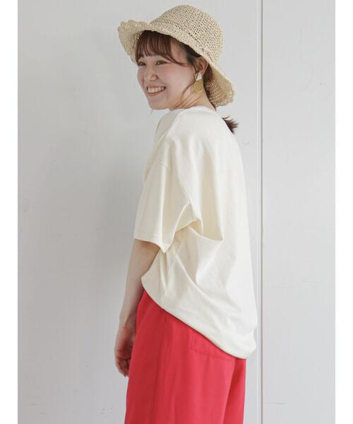 ehka sopo（エヘカソポ）の「カレッジロゴ刺繍Tシャツ（ニット/セーター・レディース・パープル/オフホワイト/キナリ・ﾌﾘ-）」の18枚目の写真