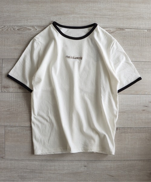 COURO(コウロ)の「刺繍リンガーTシャツ(Tシャツ/カットソー・レディース・オフホワイト/ブラック/オレンジ/グリーン/チャコールグレー/イエロー・FREE)」の14枚目の写真