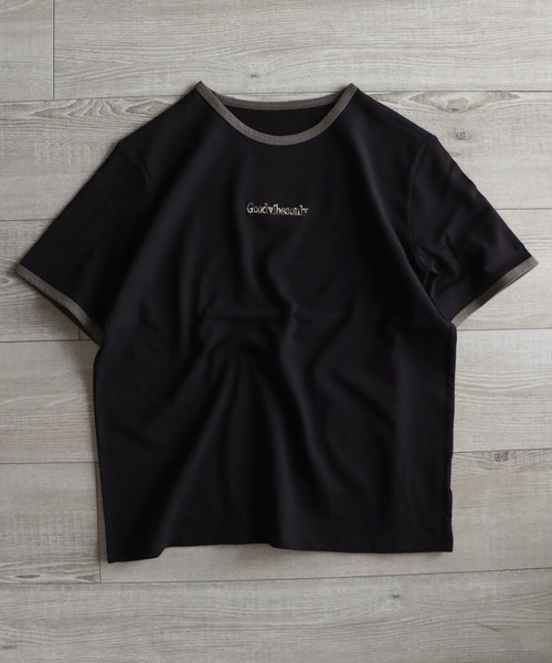 COURO(コウロ)の「刺繍リンガーTシャツ(Tシャツ/カットソー・レディース・オフホワイト/ブラック/オレンジ/グリーン/チャコールグレー/イエロー・FREE)」の16枚目の写真