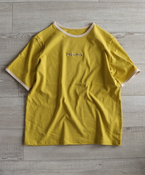 COURO(コウロ)の「刺繍リンガーTシャツ(Tシャツ/カットソー・レディース・オフホワイト/ブラック/オレンジ/グリーン/チャコールグレー/イエロー・FREE)」の10枚目の写真