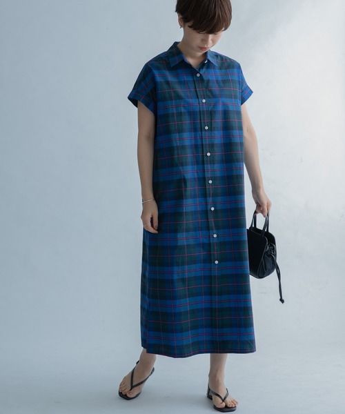 FORK&SPOON(フォークアンドスプーン)の「FORK&SPOON カラーチェックショートスリーブワンピース(ワンピース・レディース・ブラウン系その他/ブルー系その他・1)」の5枚目の写真