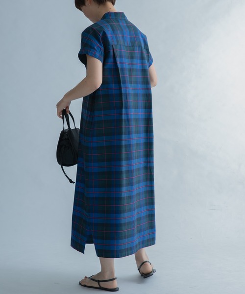 FORK&SPOON(フォークアンドスプーン)の「FORK&SPOON カラーチェックショートスリーブワンピース(ワンピース・レディース・ブラウン系その他/ブルー系その他・1)」の6枚目の写真