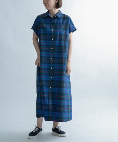 FORK&SPOON(フォークアンドスプーン)の「FORK&SPOON カラーチェックショートスリーブワンピース(ワンピース・レディース・ブラウン系その他/ブルー系その他・1)」の8枚目の写真
