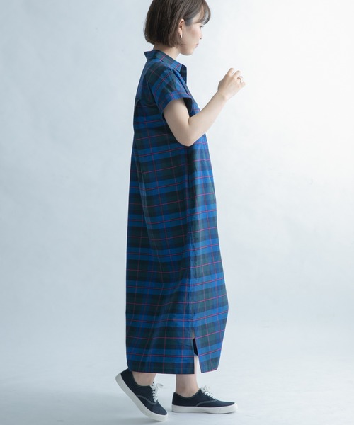 FORK&SPOON(フォークアンドスプーン)の「FORK&SPOON カラーチェックショートスリーブワンピース(ワンピース・レディース・ブラウン系その他/ブルー系その他・1)」の11枚目の写真