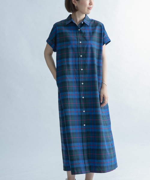 FORK&SPOON(フォークアンドスプーン)の「FORK&SPOON カラーチェックショートスリーブワンピース(ワンピース・レディース・ブラウン系その他/ブルー系その他・1)」の12枚目の写真