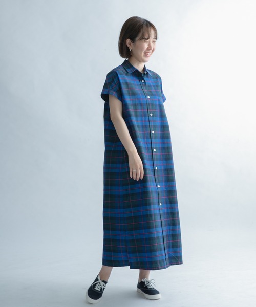 FORK&SPOON(フォークアンドスプーン)の「FORK&SPOON カラーチェックショートスリーブワンピース(ワンピース・レディース・ブラウン系その他/ブルー系その他・1)」の13枚目の写真
