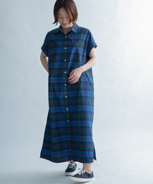 FORK&SPOON(フォークアンドスプーン)の「FORK&SPOON カラーチェックショートスリーブワンピース(ワンピース・レディース・ブラウン系その他/ブルー系その他・1)」の14枚目の写真