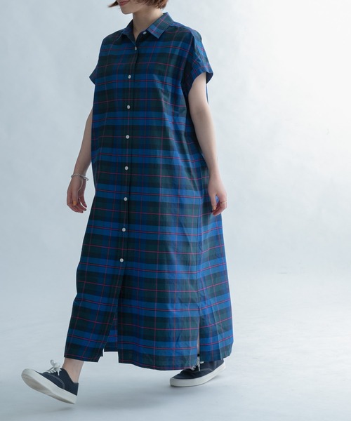 FORK&SPOON(フォークアンドスプーン)の「FORK&SPOON カラーチェックショートスリーブワンピース(ワンピース・レディース・ブラウン系その他/ブルー系その他・1)」の21枚目の写真
