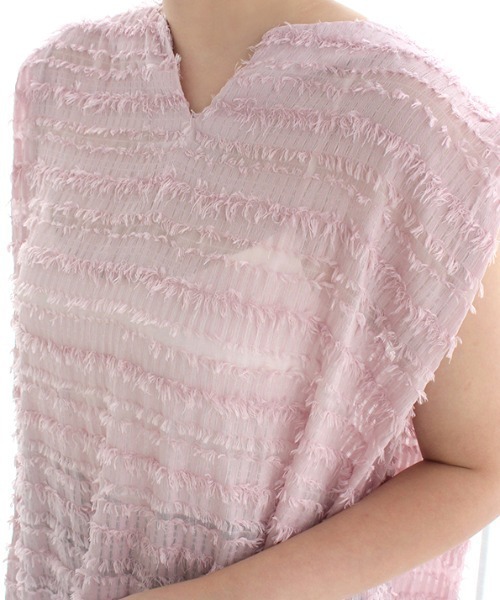 MODE ROBE（モードローブ）の「シアージャガードバックスリットトップス（Tシャツ/カットソー・レディース・ホワイト/ブラック/ピンク・FREE）」の9枚目の写真
