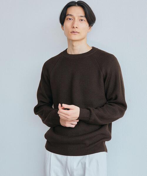 green label relaxing（グリーンレーベルリラクシング）の「カタアゼ ラグラン クルーネック ニット -手洗い可-（ニット/セーター・メンズ・ライトグレー/ダークグリーン/ダークブラウン/ネイビー/モカ・S/M/L/XL）」の3枚目の写真