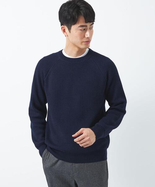 green label relaxing（グリーンレーベルリラクシング）の「カタアゼ ラグラン クルーネック ニット -手洗い可-（ニット/セーター・メンズ・ライトグレー/ダークグリーン/ダークブラウン/ネイビー/モカ・S/M/L/XL）」の5枚目の写真