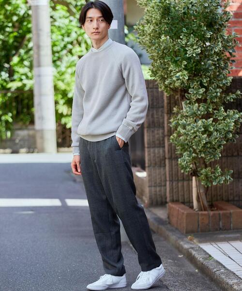 green label relaxing（グリーンレーベルリラクシング）の「カタアゼ ラグラン クルーネック ニット -手洗い可-（ニット/セーター・メンズ・ライトグレー/ダークグリーン/ダークブラウン/ネイビー/モカ・S/M/L/XL）」の14枚目の写真
