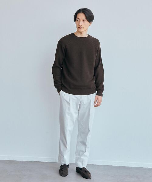 green label relaxing（グリーンレーベルリラクシング）の「カタアゼ ラグラン クルーネック ニット -手洗い可-（ニット/セーター・メンズ・ライトグレー/ダークグリーン/ダークブラウン/ネイビー/モカ・S/M/L/XL）」の12枚目の写真