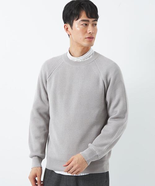 green label relaxing（グリーンレーベルリラクシング）の「カタアゼ ラグラン クルーネック ニット -手洗い可-（ニット/セーター・メンズ・ライトグレー/ダークグリーン/ダークブラウン/ネイビー/モカ・S/M/L/XL）」の16枚目の写真