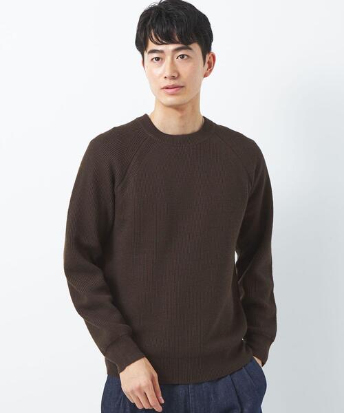 green label relaxing（グリーンレーベルリラクシング）の「カタアゼ ラグラン クルーネック ニット -手洗い可-（ニット/セーター・メンズ・ライトグレー/ダークグリーン/ダークブラウン/ネイビー/モカ・S/M/L/XL）」の6枚目の写真