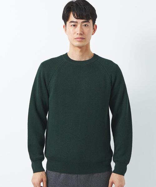 green label relaxing（グリーンレーベルリラクシング）の「カタアゼ ラグラン クルーネック ニット -手洗い可-（ニット/セーター・メンズ・ライトグレー/ダークグリーン/ダークブラウン/ネイビー/モカ・S/M/L/XL）」の8枚目の写真