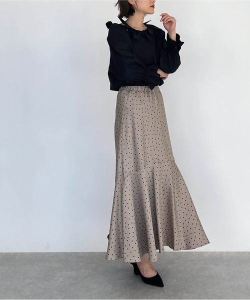 DIARIUM(ディアリウム)の「【日本製】ドットマーメイドスカート(スカート・レディース・ブラック/モカ・M)」の9枚目の写真