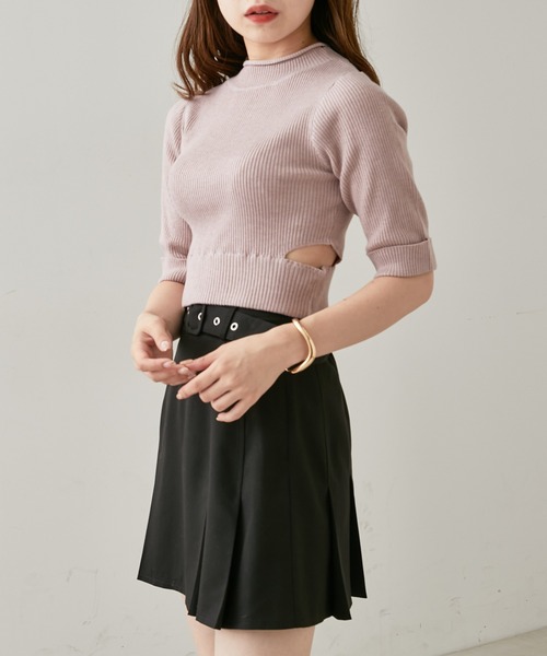 who's who Chico - 【完売品】 Chico ボトルネックウエストスリットデザインニット ピンク セール】ボトルネックウエストスリットデザインニット（ニット