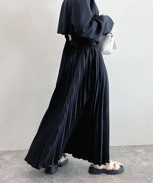 PAGEBOY（ページボーイ）の「CORE / メランジプリーツスカート（スカート・レディース・ブラック/グレー・FREE）」の2枚目の写真