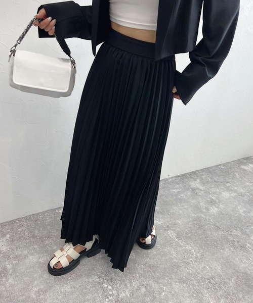 PAGEBOY（ページボーイ）の「CORE / メランジプリーツスカート（スカート・レディース・ブラック/グレー・FREE）」の3枚目の写真