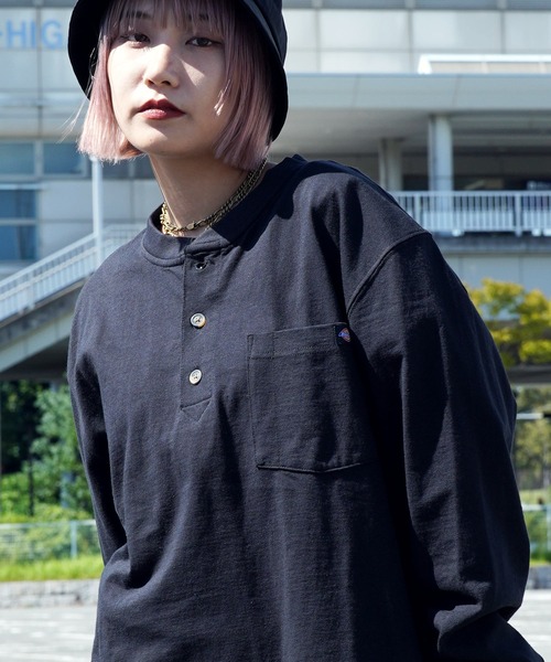 Dickies(ディッキーズ)の「Dickies / ディッキーズ Heavyweight Henley Shirt ヘンリーネック ロンT(Tシャツ/カットソー・メンズ・ネイビー/グリーン/ブラウン/ホワイト/ブラック・MEDIUM/LARGE/X-LARGE)」の3枚目の写真
