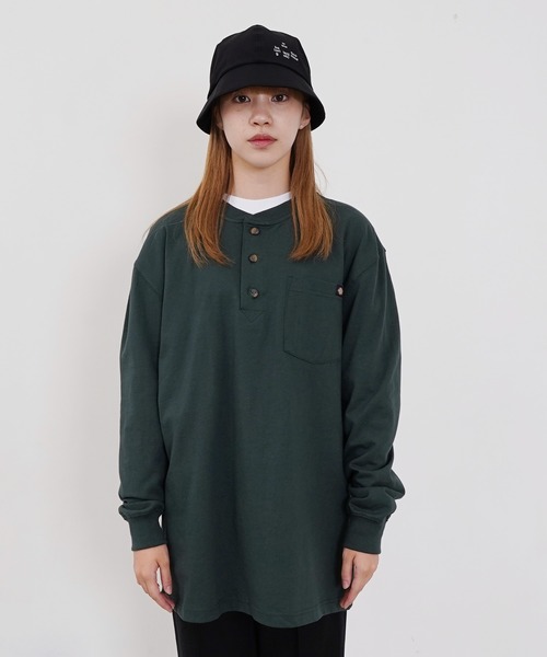 Dickies(ディッキーズ)の「Dickies / ディッキーズ Heavyweight Henley Shirt ヘンリーネック ロンT(Tシャツ/カットソー・メンズ・ネイビー/グリーン/ブラウン/ホワイト/ブラック・MEDIUM/LARGE/X-LARGE)」の12枚目の写真