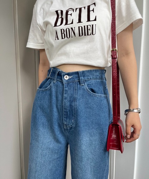 one after another NICE CLAUP(ワンアフターアナザーナイスクラップ)の「【ウエストサイズ調整可能】ワイドデニム(デニムパンツ・レディース・ブラウン/ブルー/インディゴブルー・SMALL/MEDIUM)」の13枚目の写真