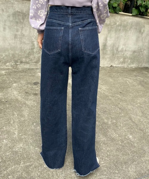 one after another NICE CLAUP(ワンアフターアナザーナイスクラップ)の「【ウエストサイズ調整可能】ワイドデニム(デニムパンツ・レディース・ブラウン/ブルー/インディゴブルー・SMALL/MEDIUM)」の15枚目の写真