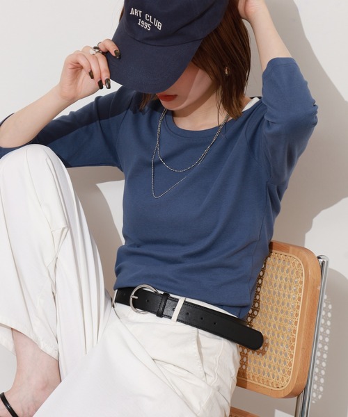 ACE(エース)の「ACE オーガニックコットン フライス Tシャツ 7分丈 デオドラント UV加工(Tシャツ/カットソー・レディース・ホワイト/ブラック/ブラウン/グレー/カーキ/マスタード/チャコール/ネイビー系・LL/M/L/3L/4L/XL)」の7枚目の写真