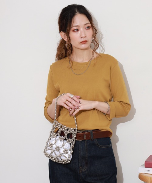 ACE(エース)の「ACE オーガニックコットン フライス Tシャツ 7分丈 デオドラント UV加工(Tシャツ/カットソー・レディース・ホワイト/ブラック/ブラウン/グレー/カーキ/マスタード/チャコール/ネイビー系・LL/M/L/3L/4L/XL)」の8枚目の写真