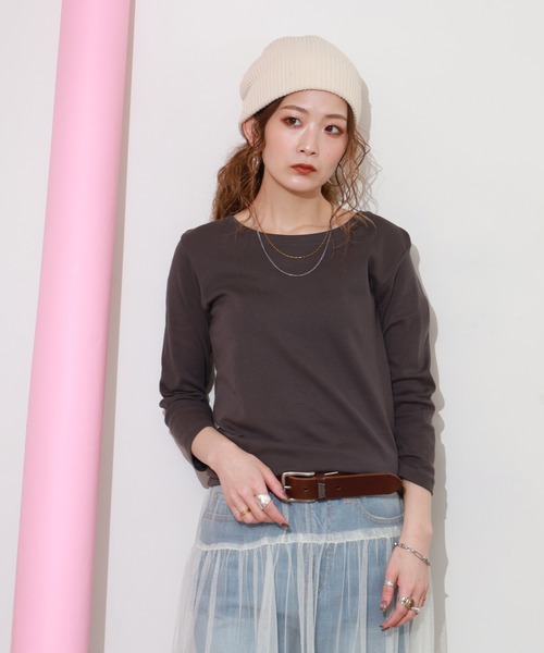ACE(エース)の「ACE オーガニックコットン フライス Tシャツ 7分丈 デオドラント UV加工(Tシャツ/カットソー・レディース・ホワイト/ブラック/ブラウン/グレー/カーキ/マスタード/チャコール/ネイビー系・LL/M/L/3L/4L/XL)」の21枚目の写真