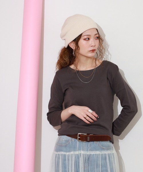 ACE(エース)の「ACE オーガニックコットン フライス Tシャツ 7分丈 デオドラント UV加工(Tシャツ/カットソー・レディース・ホワイト/ブラック/ブラウン/グレー/カーキ/マスタード/チャコール/ネイビー系・LL/M/L/3L/4L/XL)」の22枚目の写真