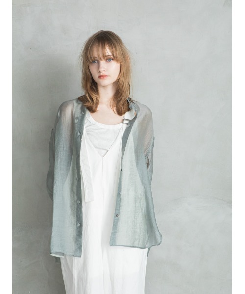 enchainement（アンシェヌマン）の「Basic Sheer Shirts（シャツ/ブラウス・レディース・ベージュ/グレー/ボルドー・フリー）」の2枚目の写真