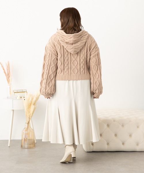 SLURR（スラ―）の「[大きいサイズ]フードケーブルZIPブルゾン（ブルゾン・レディース・ベージュ/アイボリー/モカ・L）」の10枚目の写真